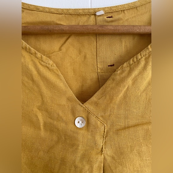 Linen Mustard Tunic - Asymmetric - Picture 5 of 11